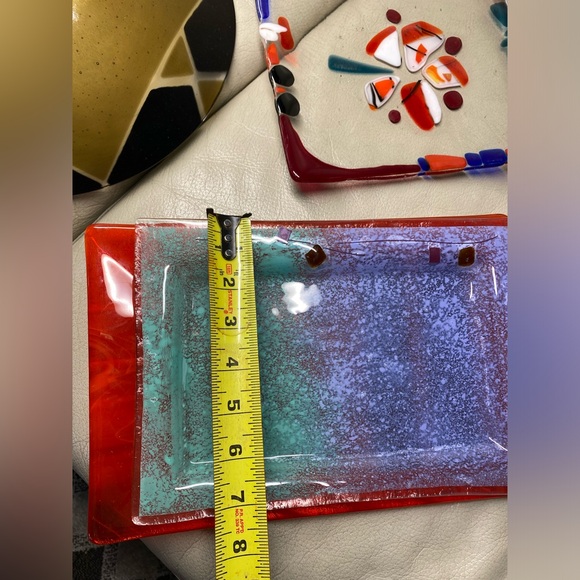 Fused art glass plates and bowl set of 4 - Picture 16 of 16